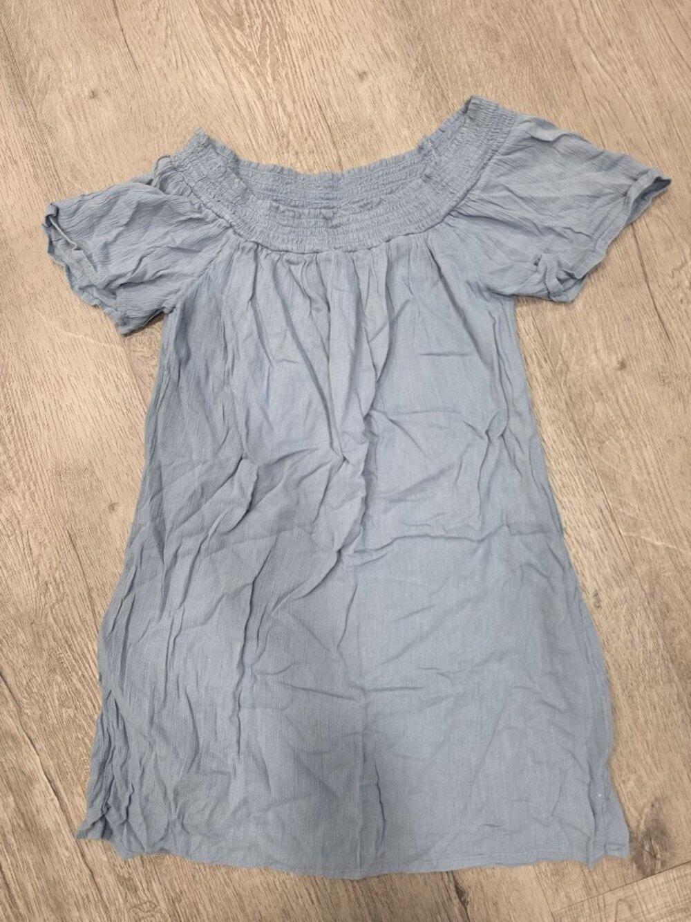 Abercrombie & Fitch Blue Off-The-Shoulder Dress XS Lightweight Cotton Blend